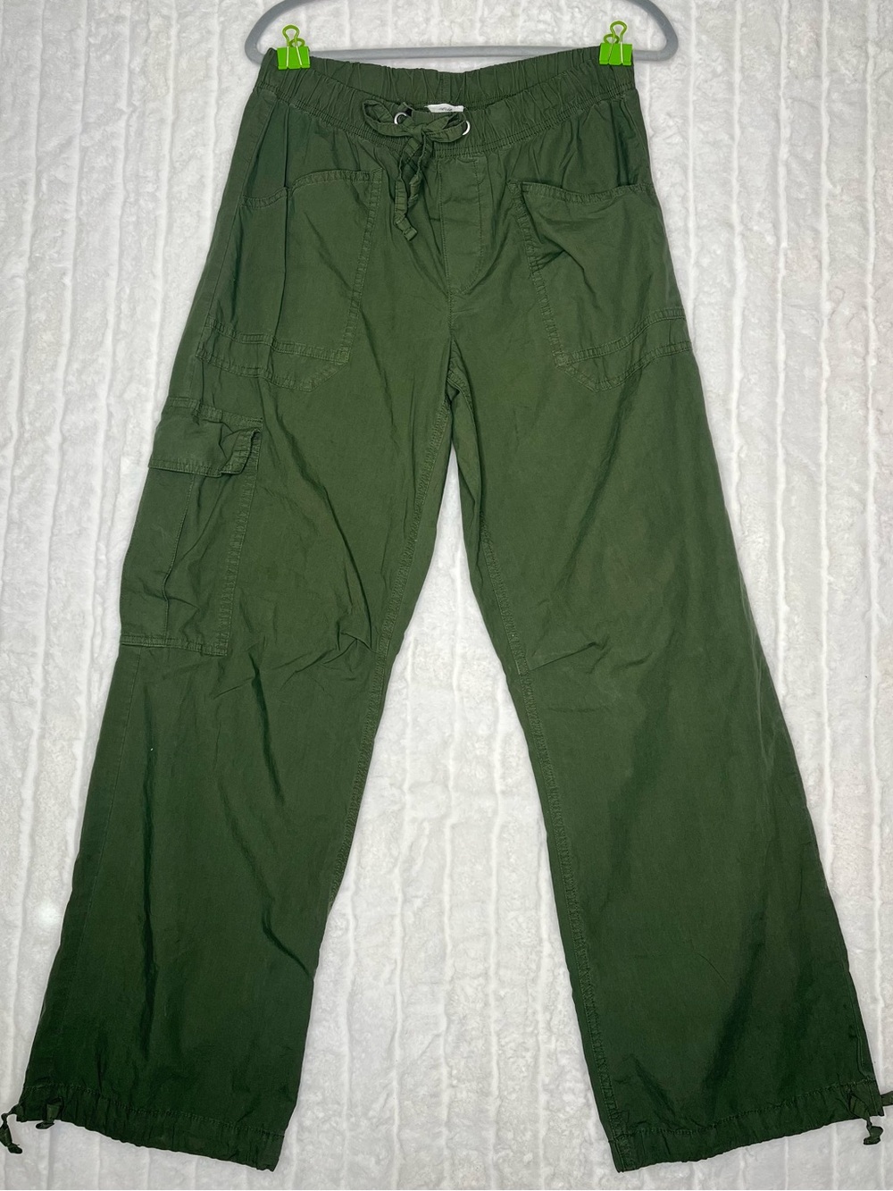 Aerie Avenue Baggy Cargo Pants Green Drawstring Ankle Size Medium